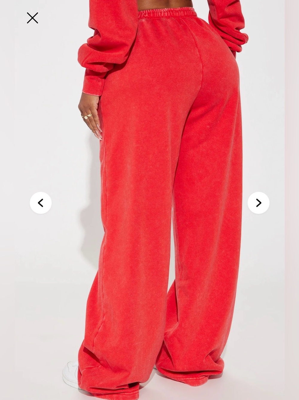 Fashion Nova Rested Lounge Mineral washed Red Wide-Leg Drawstring Sweatpants - Picture 3 of 3
